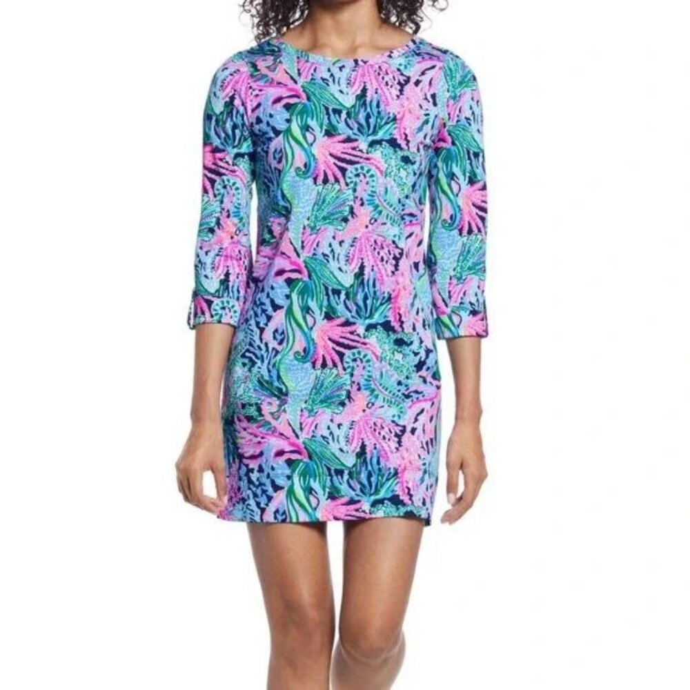 Lilly Pulitzer Women's Linden Dress Bringing Mermaid Back in High Tide Navy